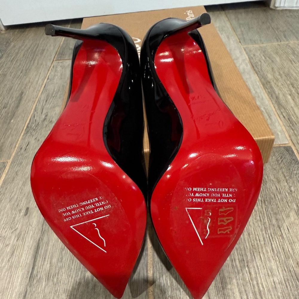 Christian Louboutin Pigalle Follies Black Patent Leather Heels - Picture 3 of 10